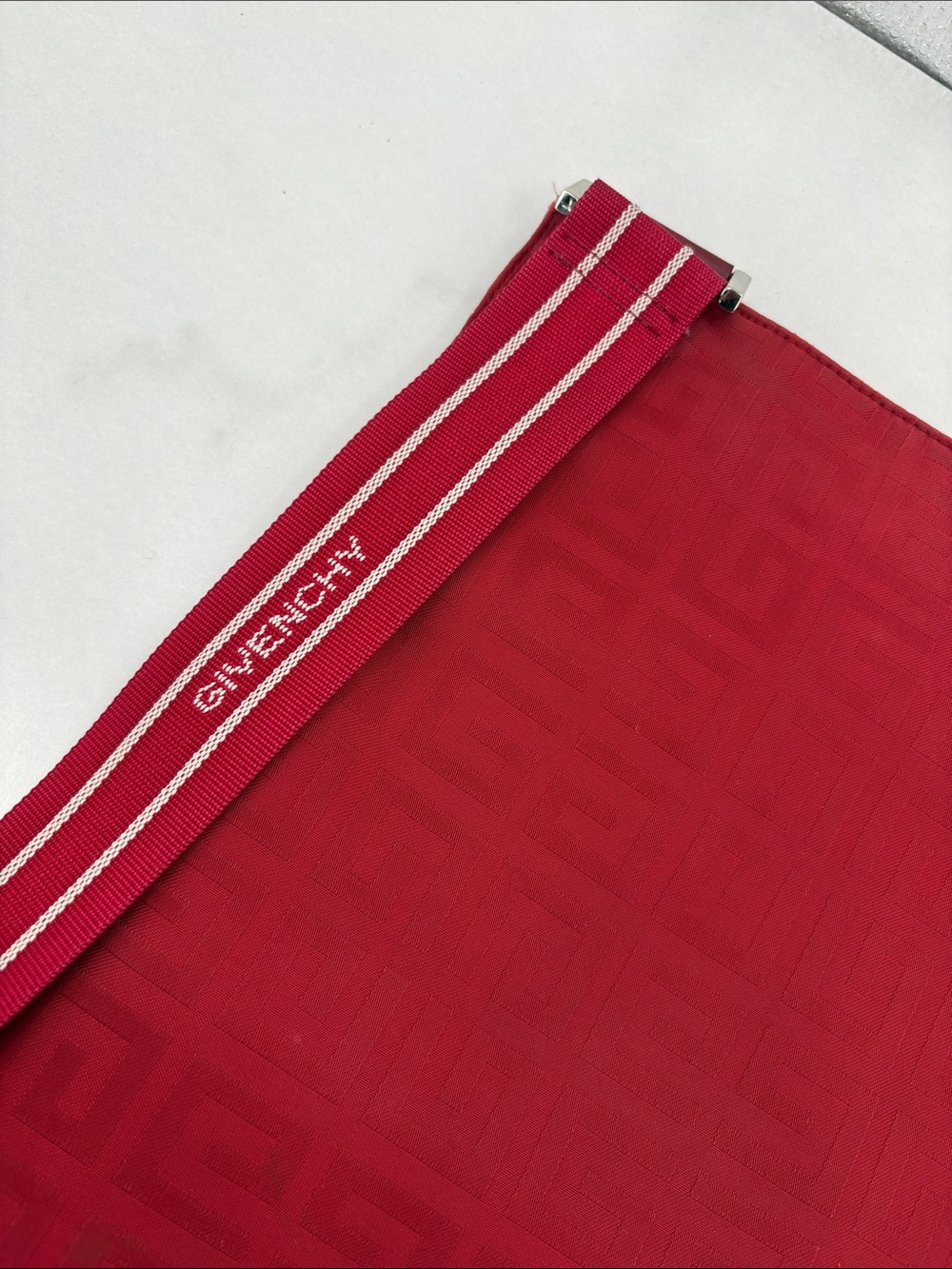 Givenchy Red Jacquard Slim Crossbody with Logo Webbed Strap - Picture 9 of 12